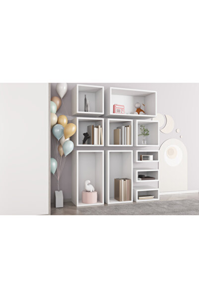 nettrends.net the new trend of shopping Çocuk Kitaplığı Modüler Raflı 110,8x142,6 cm Beyaz-NRG-ÇKTP-1001