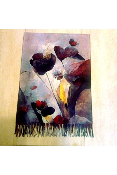 OMS Pansy grey cashmere scarf 70 x 180 cm