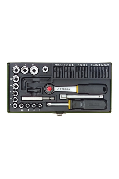 JollyMag Tool Set with Bits and Sockets, Proxxon 23070, 1/4", 39 pieces