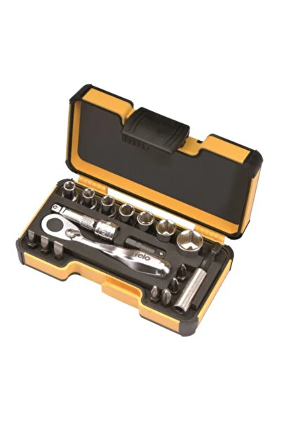 FELO Set of socket wrenches and bits, XS StrongBox, Felo, 1/4", 18 pieces