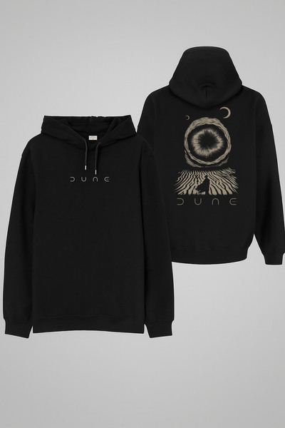 MODA Dune Desert Planet cu imprimeu Hanorac negru pentru adulți cu glugă Swea...