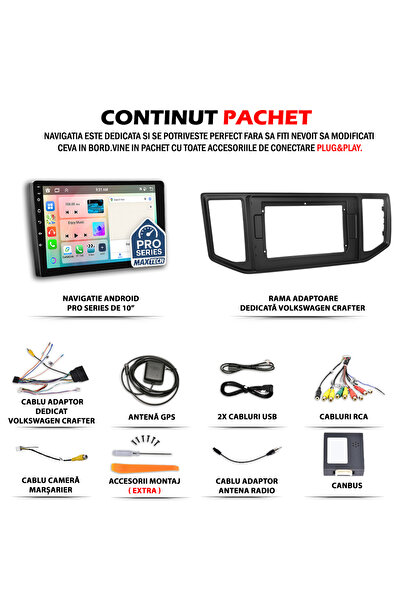 MaxTech Navigatie Volkswagen Crafter 2017-2021 dedicata, 2 GB Ram 32 GB Rom, Carplay & Android auto