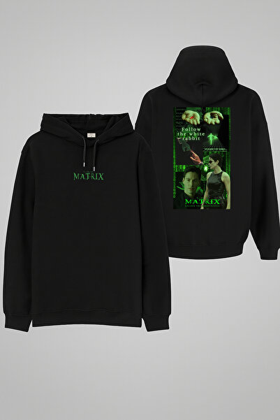 MODA Hanorac negru pentru adulți The Matrix cu imprimeu cu glugă Swea tricou