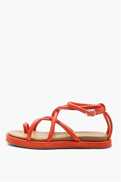 Majensia 141506 صندل فليب فلوب بحزام رفيع من الجلد الطبيعي باللون الأحمر