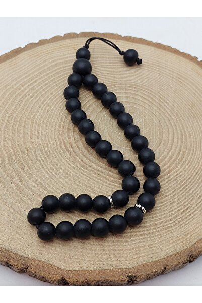 Yasamtohumu سبحة حجر العقيق غير اللامع بتصميم خاص 33 حبة 8 مم (1262)