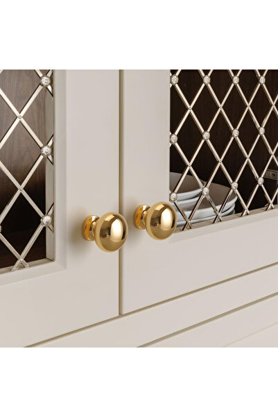 OEM Small round handles made of golden steel, set of 10 pieces