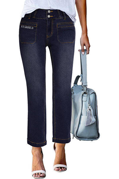 VHG Women's blue stretchy, straight jeans, 4 pockets, M