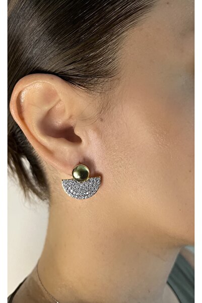 AUREVA Ivy Zirkon Taşlı Gold Küpe ( Kızılcık Şerbeti Doğa )