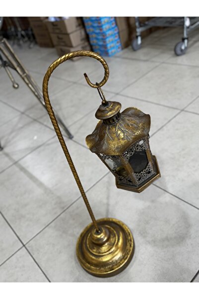 hediye ESTERHOMEDECOR Tekli eskitme model feforje yerden fener mumluk yerden yükseklik 77cm