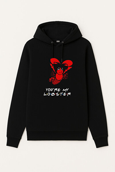 MODA Лобстер Принт Възрастен Черна Качулка Свеършърт