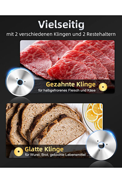 OEM Electric meat and sausage slicing machine with 2 blades and 2 scrap holders, 150w