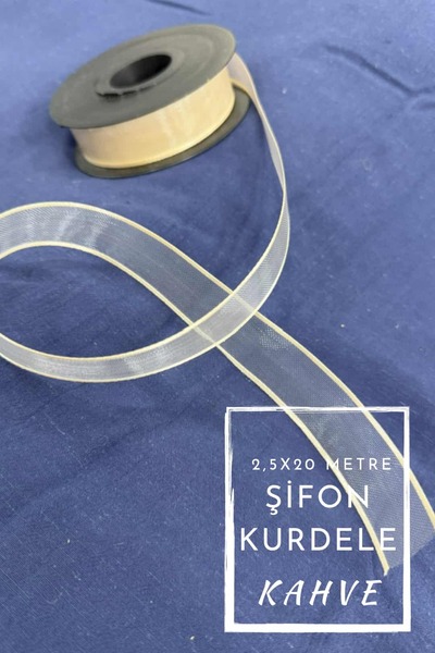 Dantelux Panglică din șifon (2,5 x 20 metri) Panglică decorativă din tul - maro