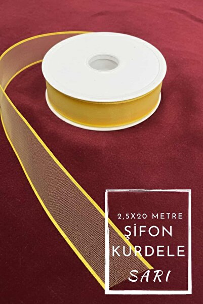 Dantelux Panglică din șifon (2,5 x 20 metri) Panglică decorativă din tul - ga...