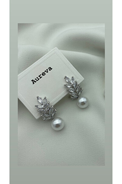 AUREVA Mira Zirkon Yaprak Taşı Silver Küpe