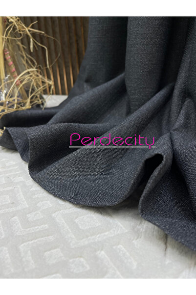PERDECITY Natural Linen Bohemian Style Anthracite Background Curtain 1X3 with Frequent Pleats Suitable for Any Room