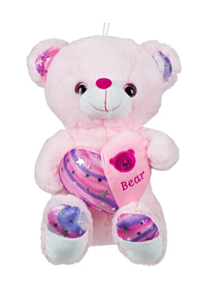 Davida Dreams Ursulet de plus, inimioara cu stelute brodat, 30 cm, roz