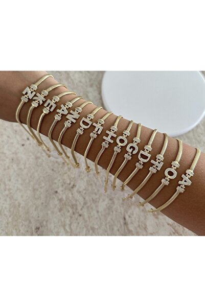 Unzilee سوار VIP مطلي بالذهب عيار 14 قيراط بتصميم حروف غير قابل للتشوه