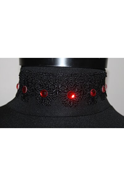 Mournbelle Taşlı Çiçek Motifli Dantel Choker