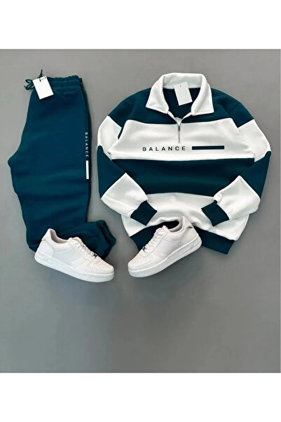 NewCabin Men's Women's Black Five-Piece Stand Collar Balance Printed Black Tr...