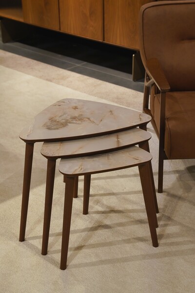 AYGE Tokyo Mola Serisi 3'lü Zigon Sehpa %100 MDF