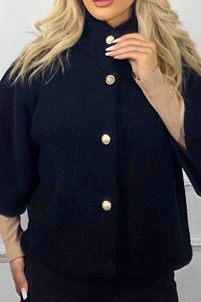 FashionForYou Bolero with three-quarter sleeves, VORRA and pearl cufflinks, Black