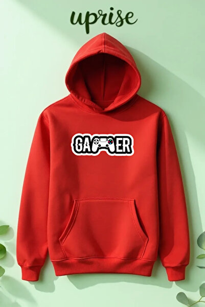 Vordevia Hanorac Oversize din bumbac cu imprimeu Gamer 3 Fire