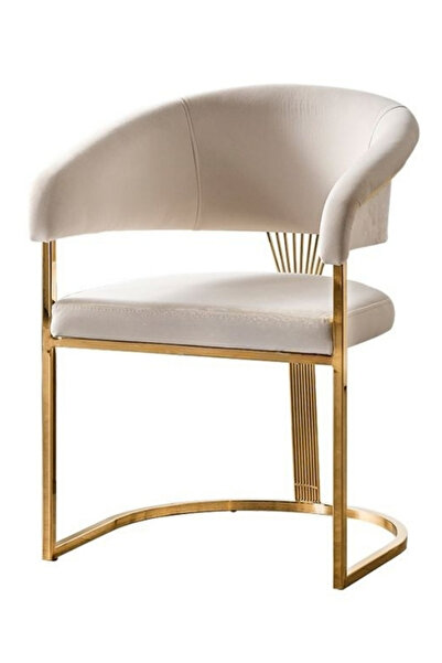 Rüya Modern Gold Metal Yemek Masası Sandelyesi/Makyaj Sandalyesi