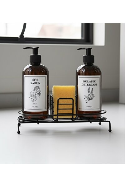 Dem Home 2'li Şişe ve Metal Standlı Sıvı Sabunluk Mutfak ve Banyo Seti Tezgah...