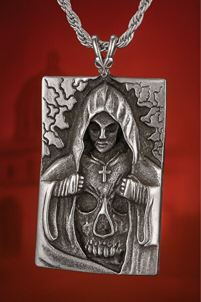 voyageaccessory قلادة على شكل جمجمة ملاك الموت من الفولاذ المقاوم للصدأ على ط...