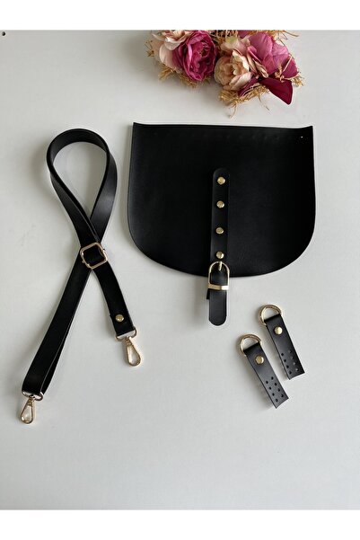 zg hobi aksesuar Cover, Strap and Buckle Set for Knitted Bags, Black Color - ...