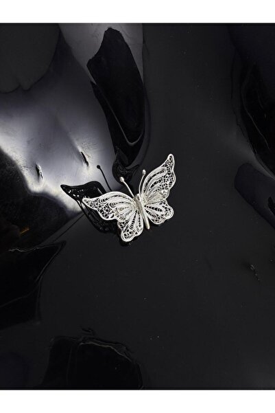 Sahra Gümüş Kelebek motifi El Işi Telkari Gümüş Broş & Yaka İğnesi