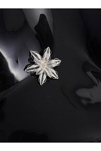 Sahra Gümüş Atatürk Çiçeği motifi El Işi Telkari Gümüş Broş & Yaka İğnesi