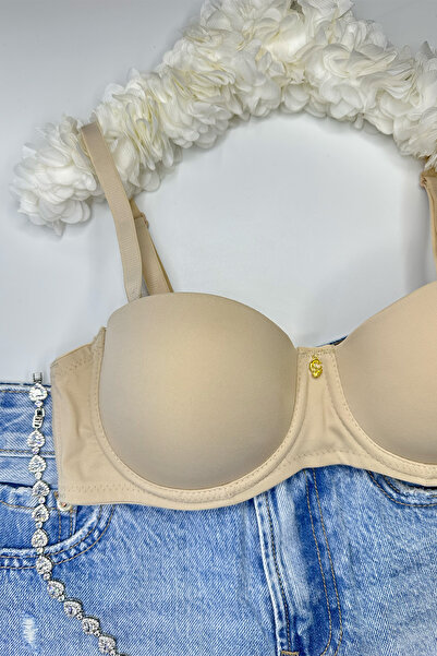 Morensa Women's Push-Up Underwire Lightly Supported Silicone Strapless Bra Skin