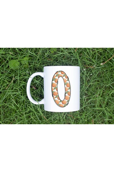 Beramussa كوب على شكل حرف O - مزين بنقش البرتقال والماندرين - كوب شاي وقهوة ب...