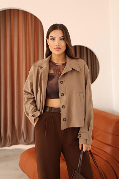 Hazel Women's Mink Short Oversize Trench Coat