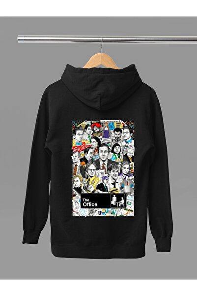 MAGORS Hanorac cu glugă din bumbac imprimat THE OFFICE, cu mânecă lungă, cu 3...
