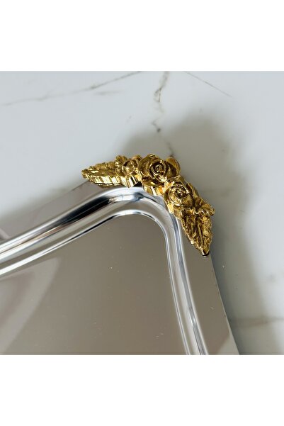 Melinda Corner Tray with Gold Rose Detail (21X26 cm)