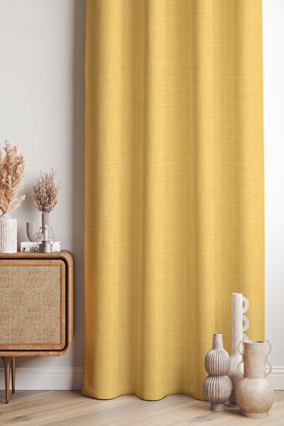 Pilloveland Fon Perde - Linen Look - Keten Görünümlü Dijital Baskılı Süet Kumaş - 140*280 cm
