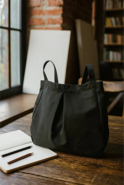 BUTİK1AVM Women's Bag Black Multi-Purpose Premium Oversize Canvas Women's Hand and Shoulder Bag