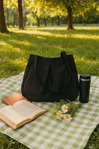 BUTİK1AVM Women's Bag Black Multi-Purpose Premium Oversize Canvas Women's Hand and Shoulder Bag