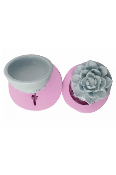 morlalem m 10cm Lotus Çiçeği Kutu Silikon Kalıp K-285, Polyester Taş Tozu Çim...