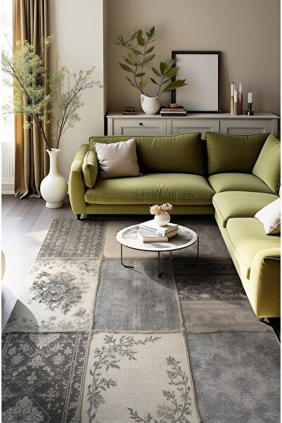 MUN HOME Dijital Baskılı Klasik Gri Vizon modern kilim Halı modern Desenli do...