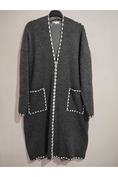 anne moda ankara Winter, Outerwear, Poncho Style, Standard Size Zippered Knitwear Cardigan