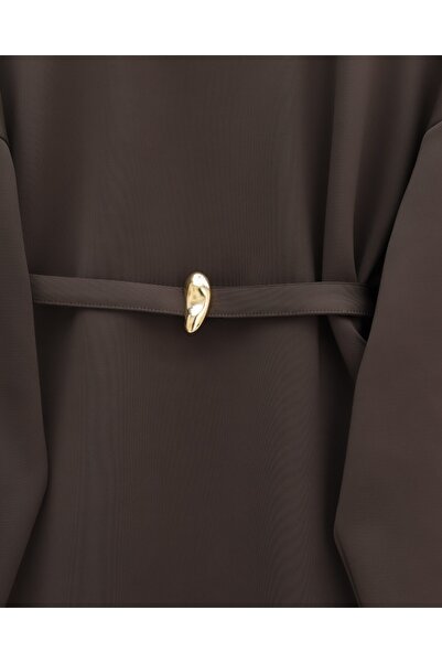 Modamorfo Round Neck Belted Scuba Suit -K. Brown