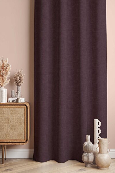 Pilloveland Fon Perde - Linen Look - Keten Görünümlü Dijital Baskılı Süet Kumaş - 140*280 cm