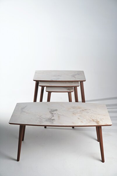 AYGE Mola Serisi Orta Sehpa ve İstanbul 3'lü Zigon Sehpa Seti