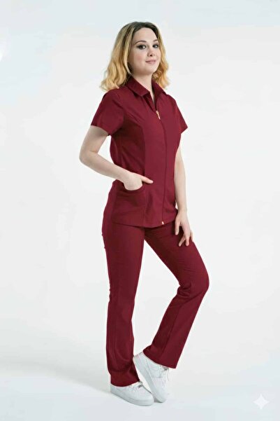 LİZY STORE A S t E R I a - Burgundy Women's Uniform Set