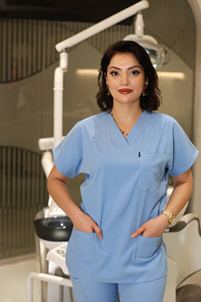 Ehil Doktor/ Hemşire Forması Soft Likralı Tek Üst Fermuarlı Scrubs