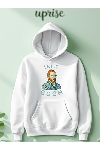 Vordevia Hanorac Let It Gogh cu imprimeu din bumbac cu 3 fire O supradimensionat