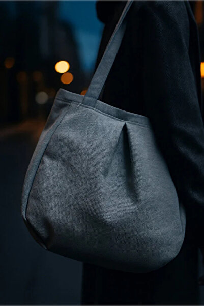 BUTİK1AVM Gray Multi-Purpose Premium Oversize Canvas Women's Hand and Shoulder Bag